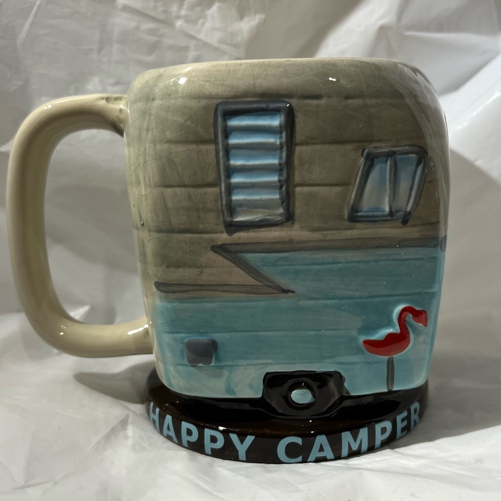 Happy Camper / RV Trailer Ceramic Coffee Mug / Planter
